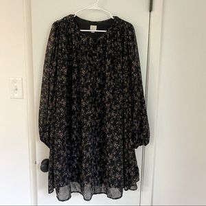 Black with floral print dress